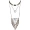 CON7049-LP Tribal Etched Fringed Statement Necklace