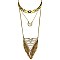 CON7049-LP Tribal Etched Fringed Statement Necklace