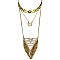 CON7049-LP Tribal Etched Fringed Statement Necklace