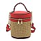 Fashion Straw Cylinder Crossbody Bag Satchel