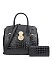 2 IN 1Crocodile Accented Satchel Handbag With Wallet