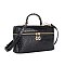 Braided Top Handle Boutique Croco Boxy Satchel - Cosmetic Purse