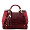 Crocodile Print Metal Handle Satchel