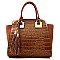 Crocodile Print Wing Design Tasseled Satchel