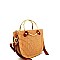 CS2218-LP Metal Handle Accent Knitted Straw Shoulder Bag