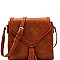 Trendy Tassel Accent Braided Flap Cross Body Shoulder Bag MH-CTCL0015