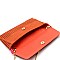Trendy Perforated Laser-Cut Flap Clutch Shoulder Bag Brown MH-CTCL0017