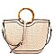 Bamboo Handle Woven Straw 2-Way Satchel MH-CTDX0002