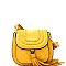 CTEA0003-LP Tassel Accent Braided Cross Body Saddle Bag