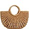 Thread Tassel Accent Knitted Straw Carry Satchel Basket Bag