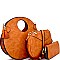 CTL0011-LP Tassel Accent 3 in 1 Round Satchel Wallet Value SET