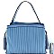 Tassel Accent Vertically Lined Compartment Satchel Wallet SET