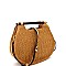 Wooden Handle Woven Straw 2-Way Satchel