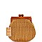 Stylish Wooden Knob Frame Woven Straw Shoulder Bag MH-CTL0020