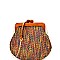 Wooden Knob Frame Woven Fabric Shoulder Bag MH-CTL0023