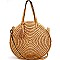 CTYW0003-LP Circled Patter Straw Tassel Round Tote