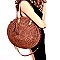 CTYW0003-LP Circled Patter Straw Tassel Round Tote