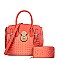 2 IN 1Crocodile Accented Satchel Handbag With Wallet