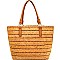 CZR006-LP Stripe Patterned Straw Large Shopper Tote