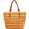 CZR006-LP Stripe Patterned Straw Large Shopper Tote