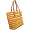 CZR006-LP Stripe Patterned Straw Large Shopper Tote