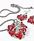 OS02829RDRED HEARTS NECKLACE 18" SET