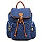 Quilted Denim Drawstring Backpack