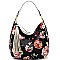 D0377-LP Tassel Accent Flower Print 2 Way Hobo