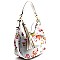 D0377-LP Tassel Accent Flower Print 2 Way Hobo