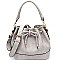 D0385-LP Bow Accent Drawstring 2 Way Bucket Shoulder Bag