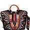 Wooden Handle Ethnic Print Satchel Wallet SET MH-D0427W