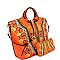 Wooden Handle Ethnic Print Satchel Wallet SET MH-D0427W