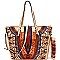 D0428W-LP Ethnic Print Shopper Tote Wallet SET