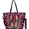 D0428W-LP Ethnic Print Shopper Tote Wallet SET