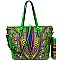 D0428W-LP Ethnic Print Shopper Tote Wallet SET