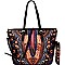 D0428W-LP Ethnic Print Shopper Tote Wallet SET