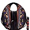 Ethnic Print Fringed Round Satchel Wallet SET MH-D0442W