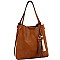 Trendy Two-Tone Tassel Accent 3-Compartment Hobo MH-D0475