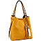 Trendy Two-Tone Tassel Accent 3-Compartment Hobo MH-D0475