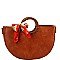 Chic Scarf Accent Wooden Handle Half-Moon Satchel MH-D0500