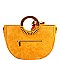 Chic Scarf Accent Wooden Handle Half-Moon Satchel MH-D0500