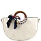 Chic Scarf Accent Wooden Handle Half-Moon Satchel MH-D0500