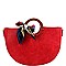 Chic Scarf Accent Wooden Handle Half-Moon Satchel MH-D0500