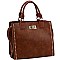 Fashionable Turn-Lock Accent Studded 3-Compartment Satchel MH-D0503