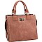 Fashionable Turn-Lock Accent Studded 3-Compartment Satchel MH-D0503