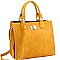 Fashionable Turn-Lock Accent Studded 3-Compartment Satchel MH-D0503