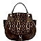 ROUND LEOPARD PRINT FLAP WING SATCHEL