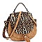 ROUND LEOPARD PRINT FLAP WING SATCHEL