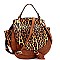 ROUND LEOPARD PRINT FLAP WING SATCHEL