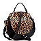 ROUND LEOPARD PRINT FLAP WING SATCHEL